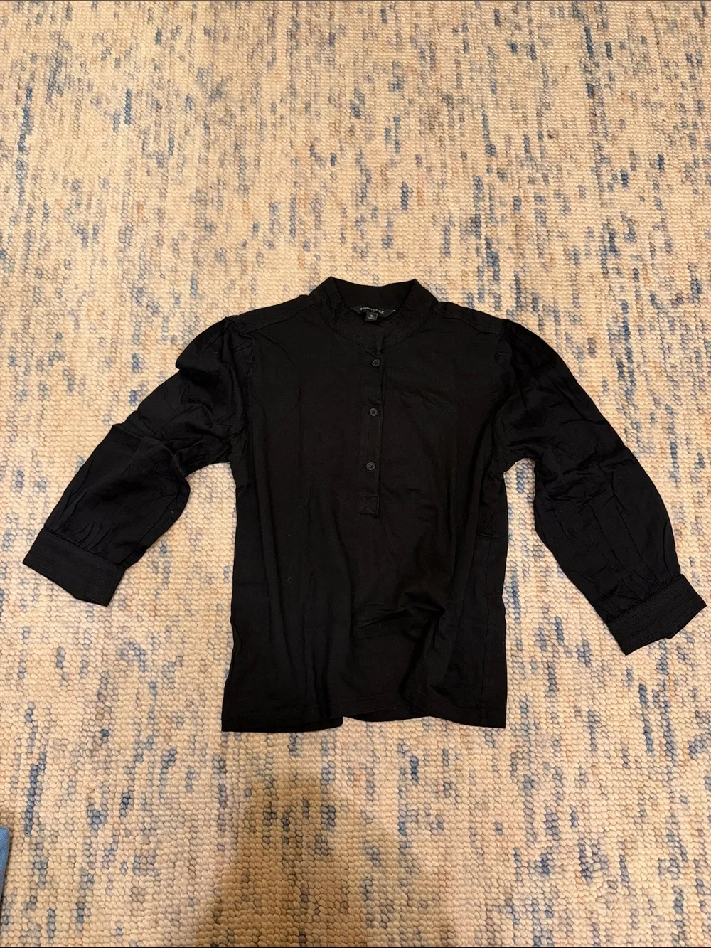 Banana Republic Black Casual Button-Down Henley Shirt